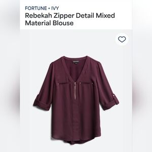 EUC Fotune & Ivy Purple Zipper Detail Blouse Medium